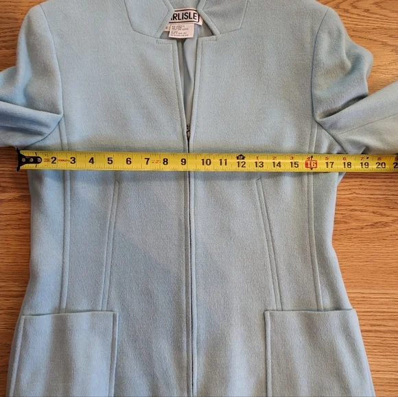 Vintage Women’s Light Blue Wool/Angora Coat Carlisle Size 8 Zip Front - Picture 15 of 16